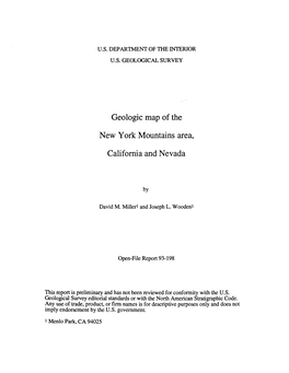 Geologic Map of the New York Mountains Area, California and Nevada