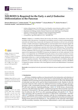 NEUROD1 Is Required for the Early and Endocrine Differentiation in The