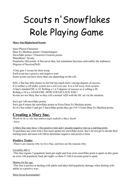 Scouts N'snowflakes Role Playing Game