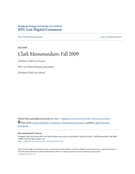 Clark Memorandum: Fall 2009 J