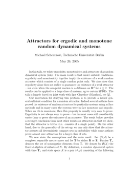 Attractors for Ergodic and Monotone Random Dynamical Systems