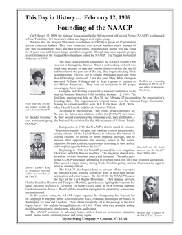 02-12-1909 NAACP.Indd