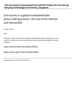 Civil Society in a Global Multistakeholder Policy‑Making Process : the Case of the Internet and Netmundial