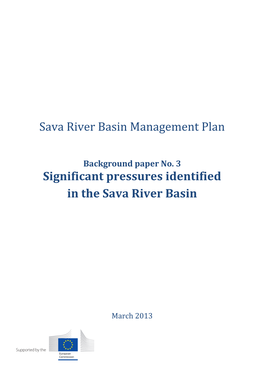 Significant Pressures Identified in the Sava River Basin