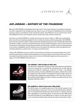 Air Jordan – History of the Franchise