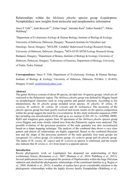 Lepidoptera: Nymphalidae): New Insights from Molecular and Morphometric Information