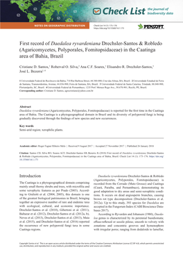 First Record of Daedalea Ryvardeniana Drechsler-Santos & Robledo