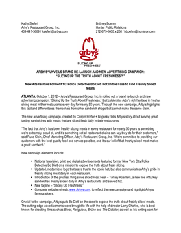 Arby's Brand Re-Launch Press Release FINAL