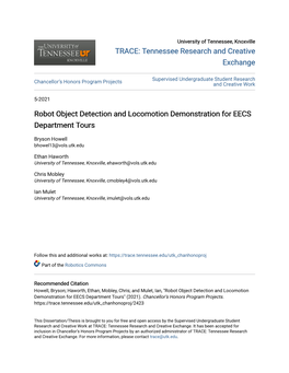 Robot Object Detection and Locomotion Demonstration for EECS Department Tours