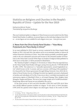 Statistics on Religions and Churches in the People's Republic of China