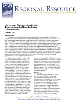 Update on Competition in the Telecommunications Industry by Douglas Jacobson