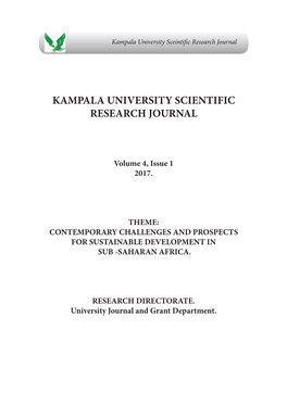 Kampala University Scientific Research Journal