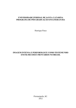 Universidade Federal De Santa Catarina Programa De Pós-Graduação Em Literatura