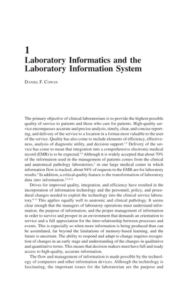 Laboratory Informatics and the Laboratory Information System