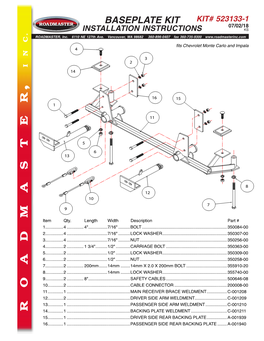 2006-10 Chevrolet Impala Instructions This Bracket Kit Fits the 2000-2005 Chevrolet Monte Carlo and 2006-2010 Chevrolet Impala