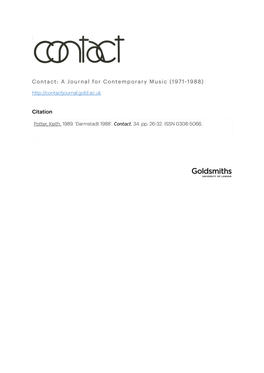 Contact: a Journal for Contemporary Music (1971-1988) Citation