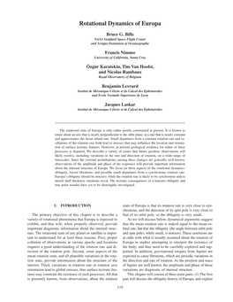 Rotational Dynamics of Europa 119