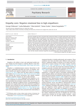 Empathy Costs: Negative Emotional Bias in High Empathisers