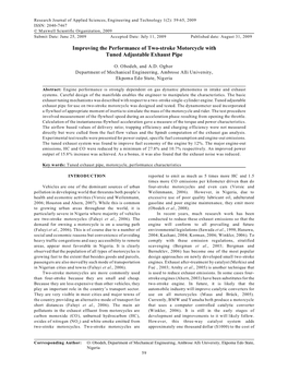 Improving the Performance of Two-Stroke Motorcycle with Tuned Adjustable Exhaust Pipe