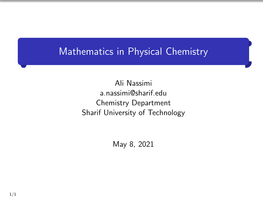 Mathematics in Physical Chemistry