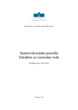 Samoevalvacijsko Poročilo Fakultete Za Varnostne Vede