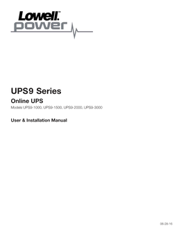 UPS9 Series Online UPS Models UPS9-1000, UPS9-1500, UPS9-2000, UPS9-3000