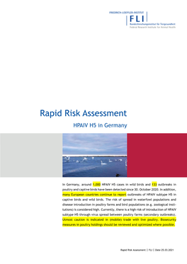 Rapid Risk Assessment HPAIV H5 in Germany, Date 25.03.2021
