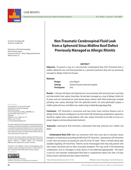 Non-Traumatic Cerebrospinal Fluid Leak from a Sphenoid Sinus Midline Roof Defect Previously Managed As Allergic Rhinitis