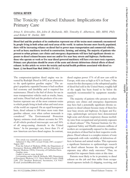 The Toxicity of Diesel Exhaust: Implications for Primary Care