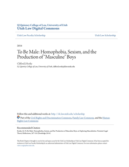 To Be Male: Homophobia, Sexism, and the Production of “Masculine” Boys Clifford J