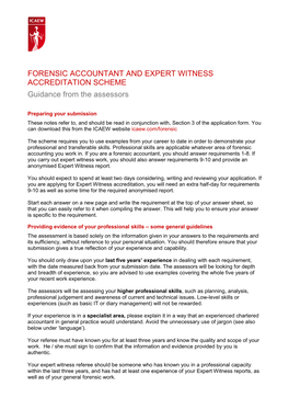 FORENSIC ACCOUNTANT and EXPERT WITNESS ACCREDITATION SCHEME Guidance from the Assessors