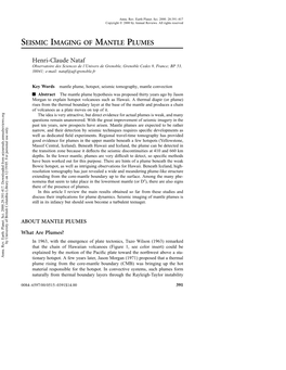 Seismic Imaging of Mantle Plumes