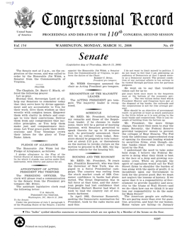 Senate (Legislative Day of Thursday, March 13, 2008)