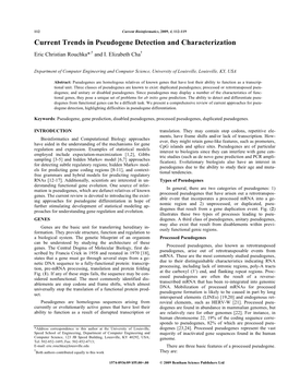 Current Trends in Pseudogene Detection and Characterization Eric Christian Rouchka*,† and I