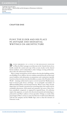 Pliny the Elder and His Place in Antique and Mediaeval Writings on Architecture