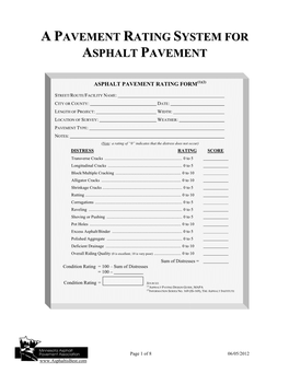 Pavement Rating System for Asphalt Pavement