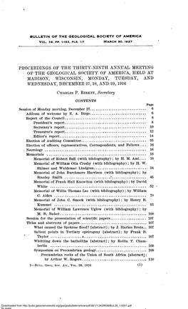 Proceedings of the Thirty-Ninth Annual Meeting of the Geological Society