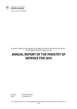 Annual Report of the Ministry of Defence for 2015