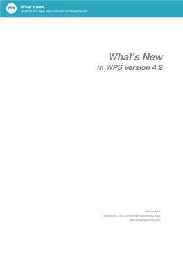 What's New in WPS Version 4.2