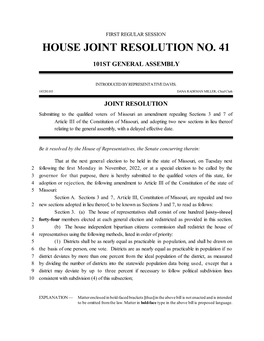 House Joint Resolution No. 41