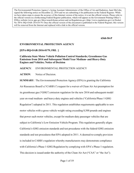 California State Motor Vehicle Pollution Control Standards