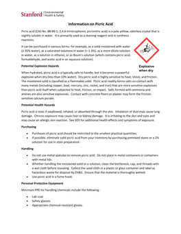 Information on Picric Acid