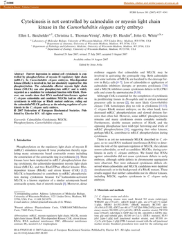 Cytokinesis Is Not Controlled by Calmodulin Or Myosin Light Chain Kinase in the Caenorhabditis Elegans Early Embryo