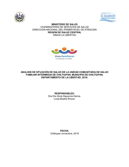 Ministerio De Salud Viceministerio De Servicios De Salud Direccion Nacional Del Primer Nivel De Atención Region De Salud Central Sibasi La Libertad