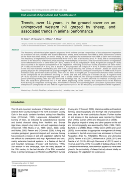 Trends, Over 14 Years, in the Ground Cover on an Unimproved Western Hill Grazed by Sheep, and Associated Trends in Animal Performance