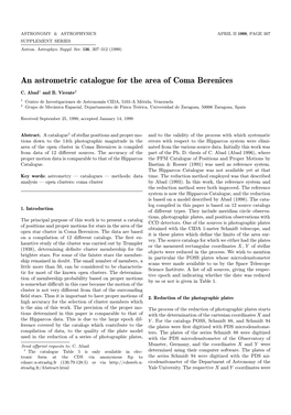An Astrometric Catalogue for the Area of Coma Berenices