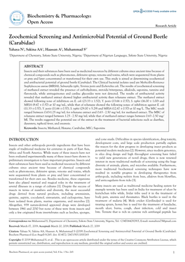 Zoochemical Screening and Antimicrobial Potential of Ground