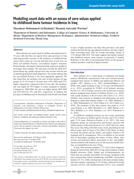 Modelling Count Data with an Excess of Zero Values Applied to Childhood Bone Tumour Incidence in Iraq