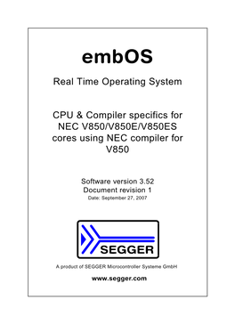 CPU & Compiler Specifics for NEC V850/V850E/V850ES Cores Using