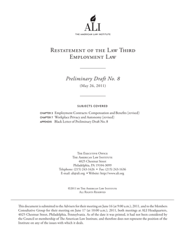 Restatement of the Law Third Employment Law